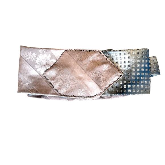 Unique Satin Obi Belt Wide One Size Wrap Brown Cocoa Upcycled Necktie Ties - Picture 4 of 5